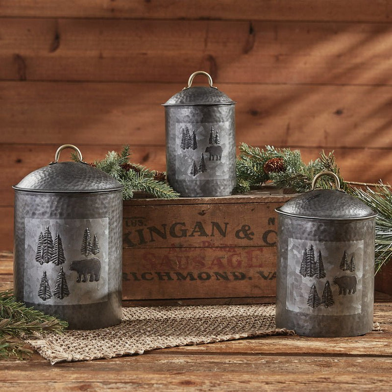 Farmhouse Embossed Kitchen Canisters, Set of 3