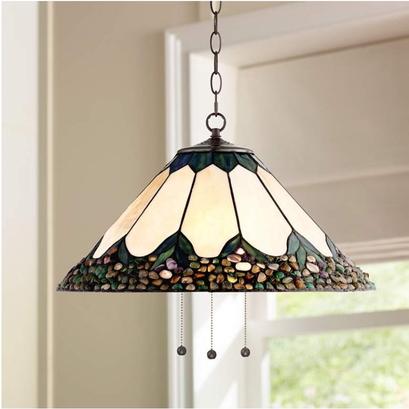 Tiffany River Stone Swag Plug-In Pendant Light | Ozark Cabin Décor