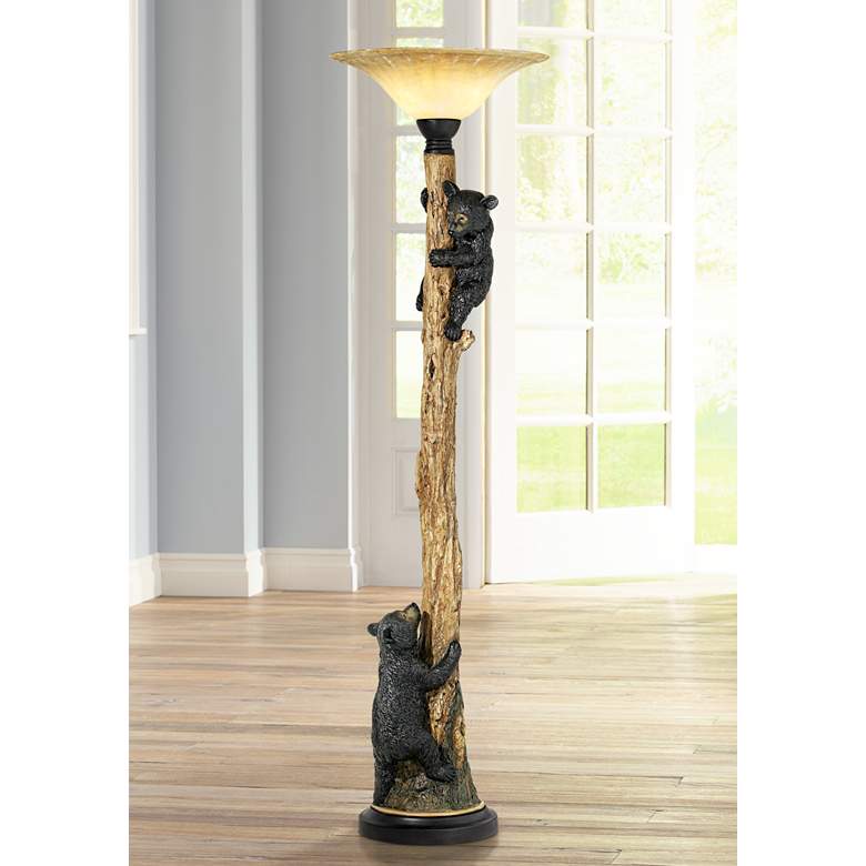 Rustic Cabin Lodge Climbing Bears Floor Lamp | Ozark Cabin Décor