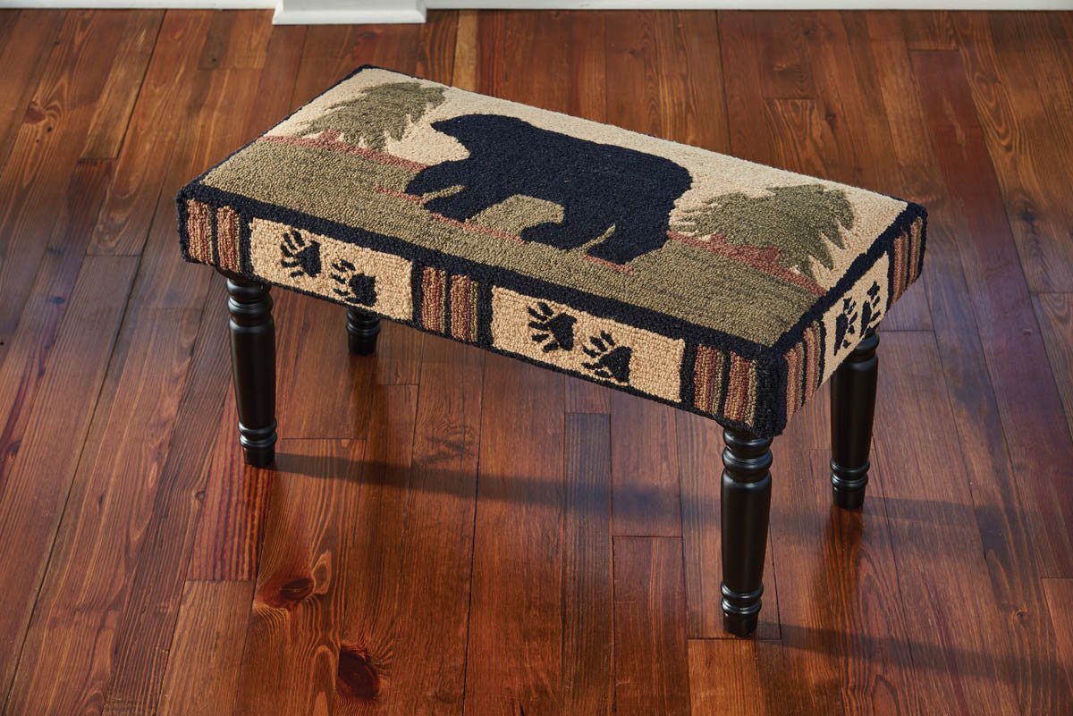 Adirondack Bear Hooked Bench - Ozark Cabin Décor, LLC