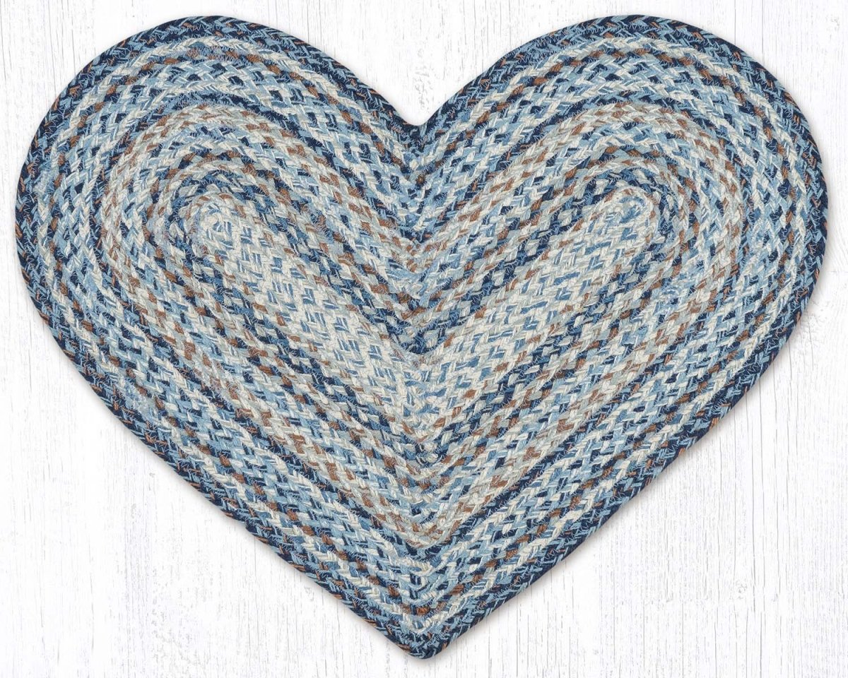 Denim Braided Rug - Heart - Ozark Cabin Décor, LLC