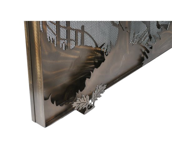 39.5"W X 30"H Deer on the Loose Arched Fireplace Screen - Ozark Cabin Décor, LLC