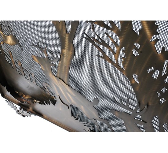 39.5"W X 30"H Deer on the Loose Arched Fireplace Screen - Ozark Cabin Décor, LLC