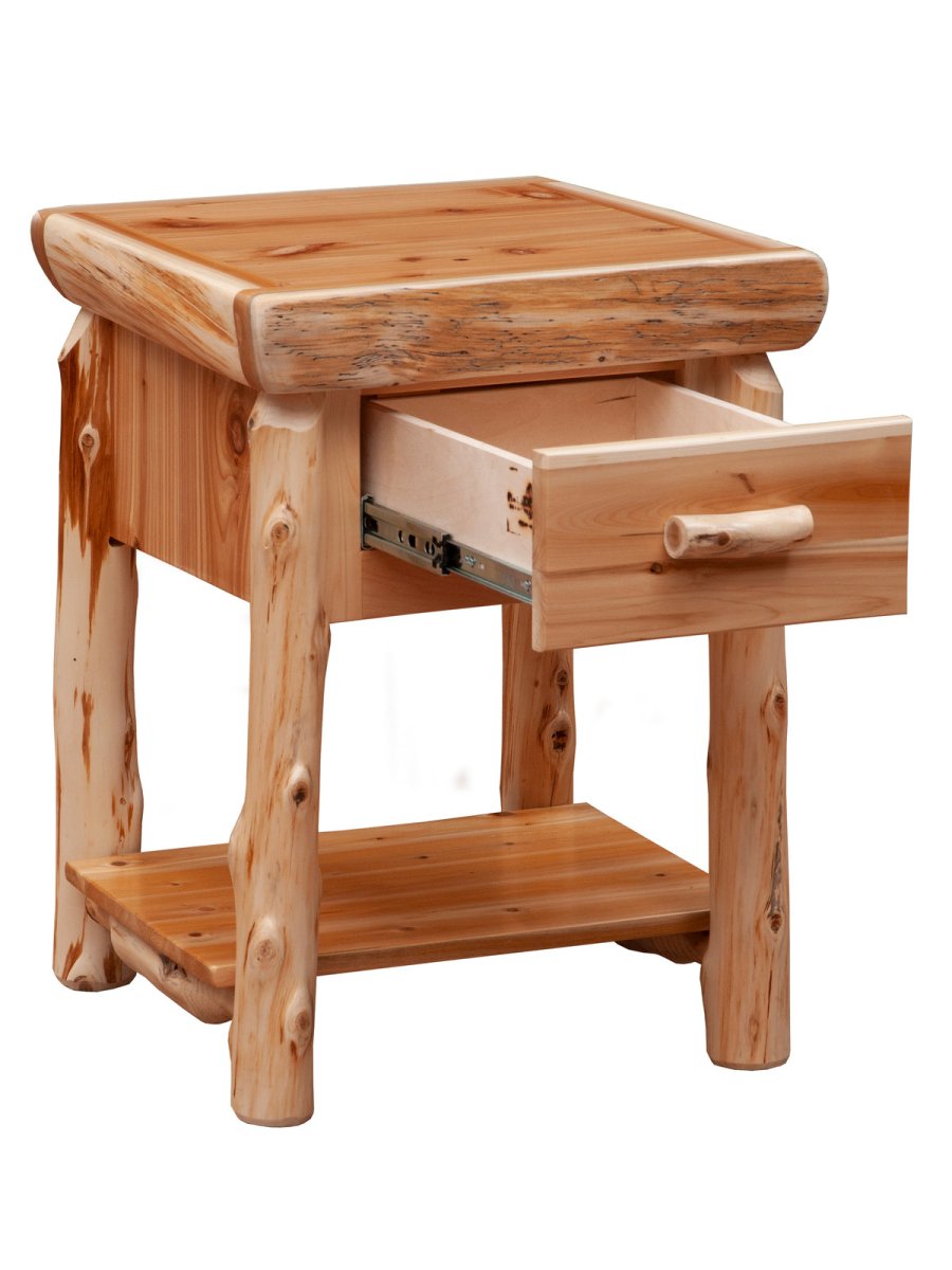 Cedar Log One Drawer Table With Shelf - Ozark Cabin Décor, LLC