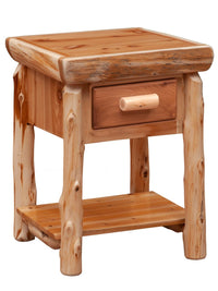 Cedar Log One Drawer Table With Shelf - Ozark Cabin Décor, LLC