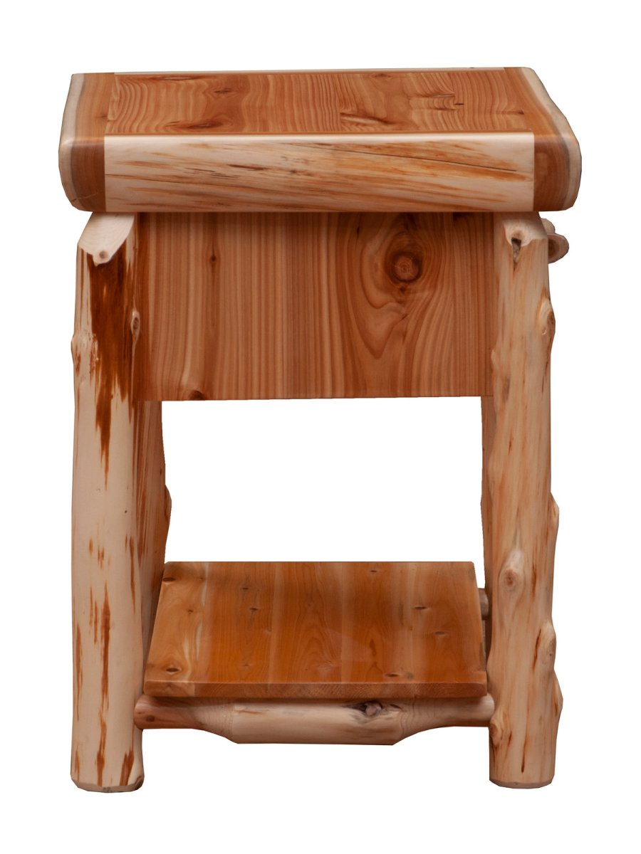 Cedar Log One Drawer Table With Shelf - Ozark Cabin Décor, LLC