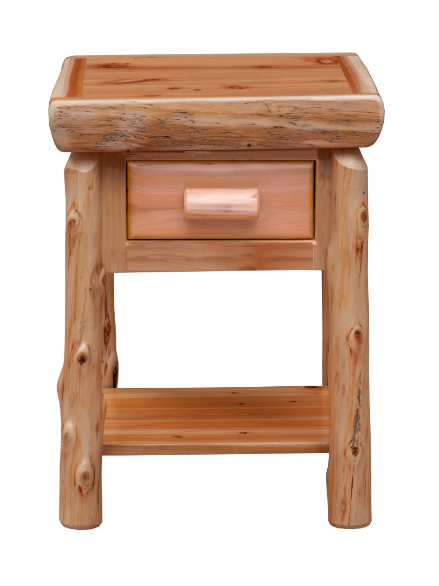 Cedar Log One Drawer Table With Shelf - Ozark Cabin Décor, LLC