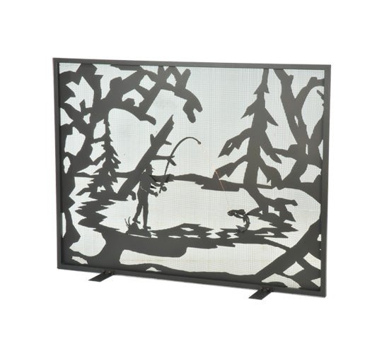 44" Wide X 33" High Fly Fishing Creek Fireplace Screen - Ozark Cabin Décor, LLC