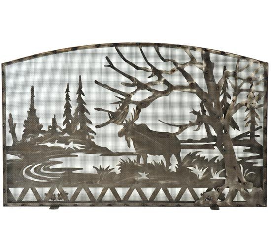 61"W X 38"H Moose Creek Fireplace Screen - Ozark Cabin Décor, LLC