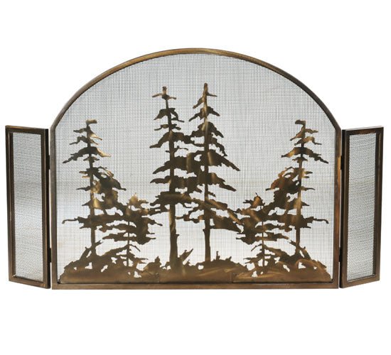 50" Wide X 30" High Tall Pines Arched Fireplace Screen - Ozark Cabin Décor, LLC