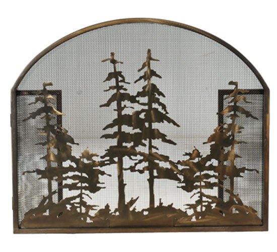 50" Wide X 30" High Tall Pines Arched Fireplace Screen - Ozark Cabin Décor, LLC