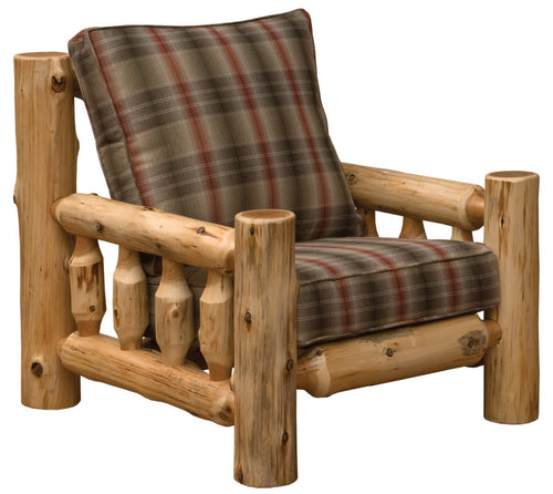 Cedar Log Lounge Chair w/Upgrade Fabric - Ozark Cabin Décor, LLC