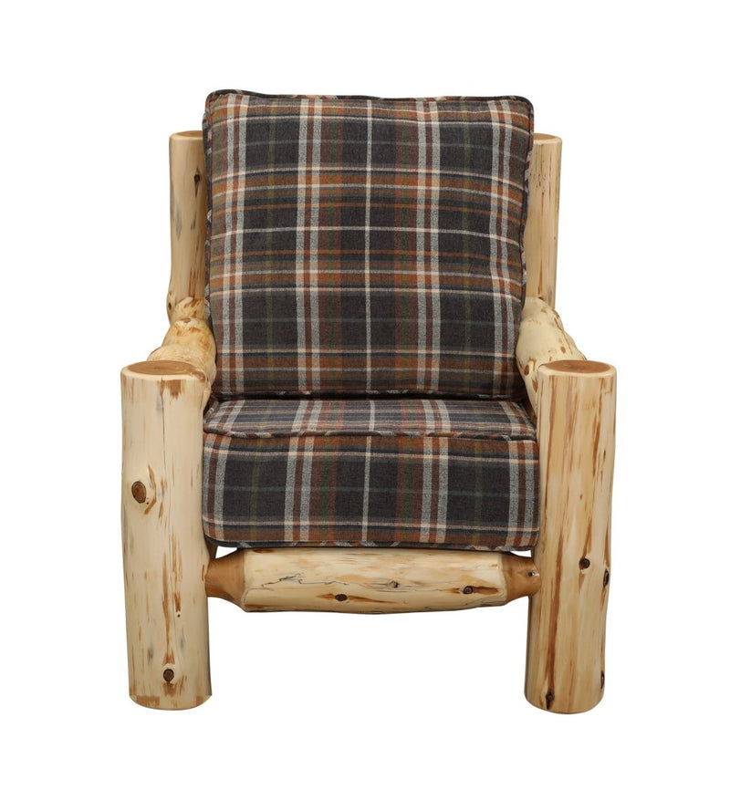 Cedar Log Lounge Chair w/Upgrade Fabric - Ozark Cabin Décor, LLC