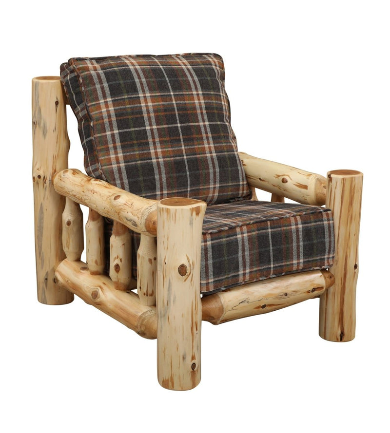 Cedar Log Lounge Chair w/Upgrade Fabric - Ozark Cabin Décor, LLC