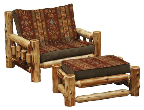 Cedar Log Chair - and - a - Half w/Upgrade Fabric - Ozark Cabin Décor, LLC