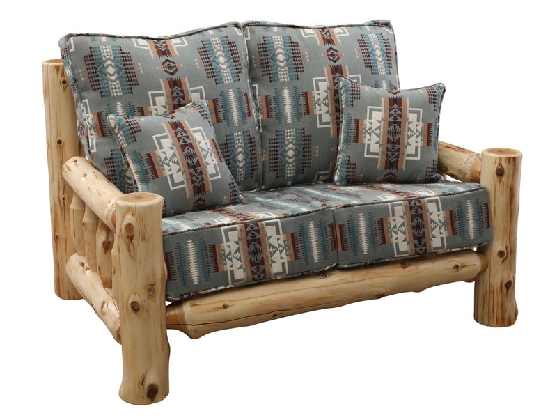 Cedar Log Loveseat w/Upgrade Fabric - Ozark Cabin Décor, LLC