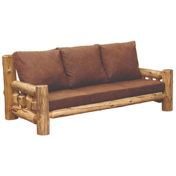 Cedar Log Sofa w/Upgrade Fabric - Ozark Cabin Décor, LLC