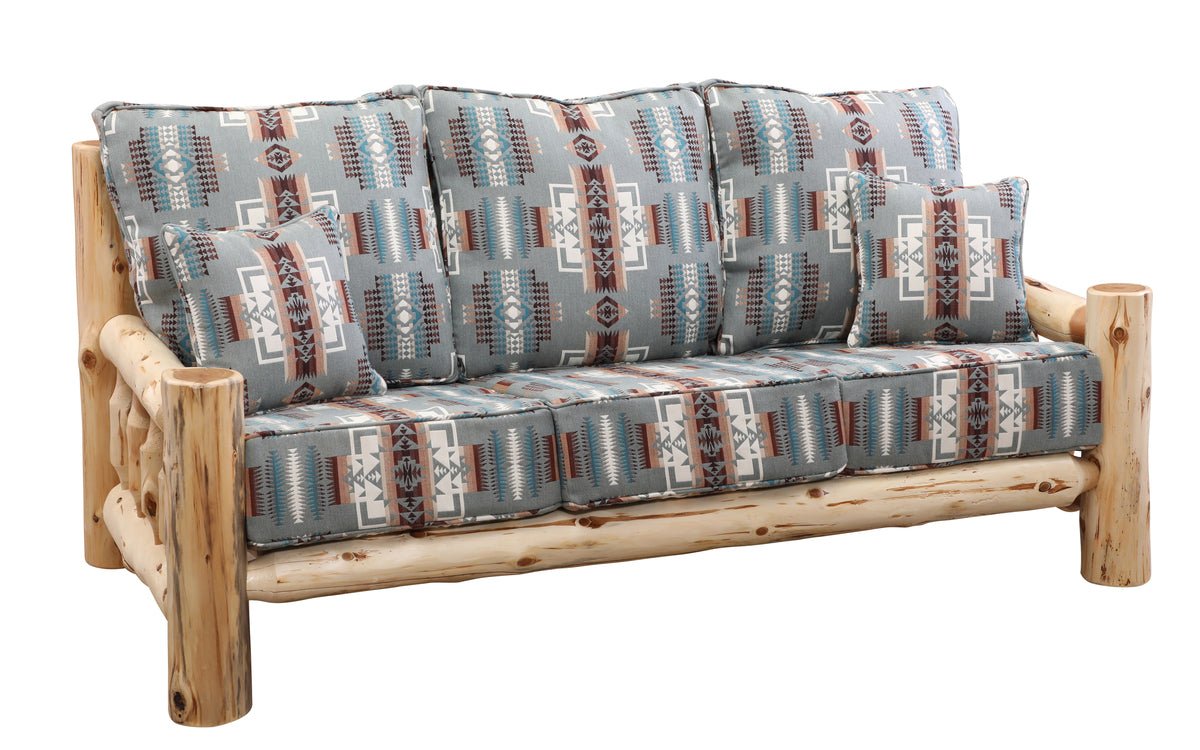 Cedar Log Sofa w/Upgrade Fabric - Ozark Cabin Décor, LLC