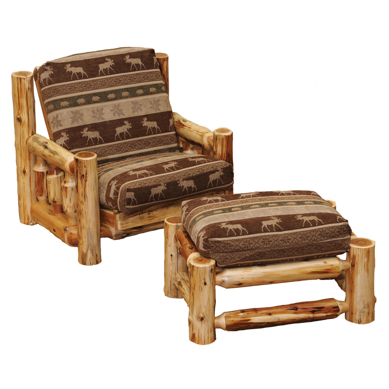 Cedar Log Futon Chair with Ottoman