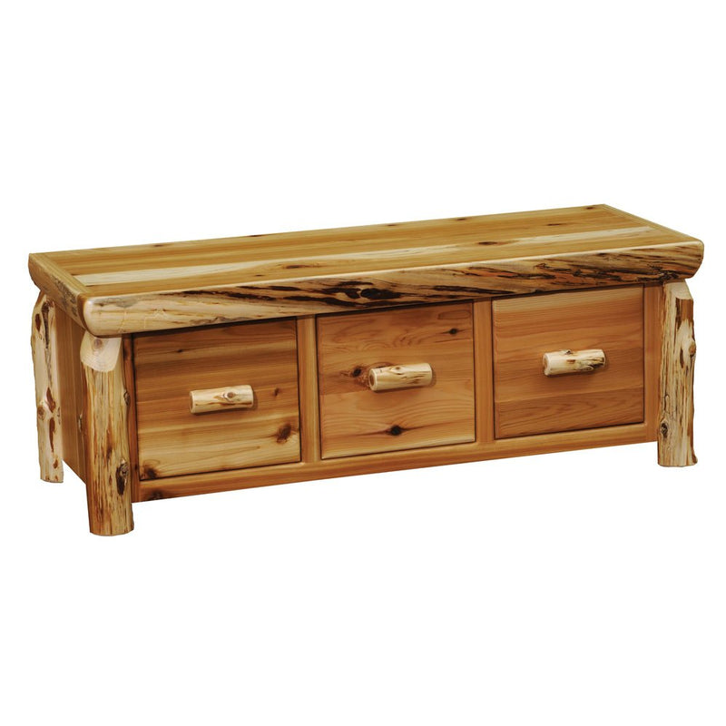 Cedar Log Three Drawer Coffee Table - Ozark Cabin Décor, LLC