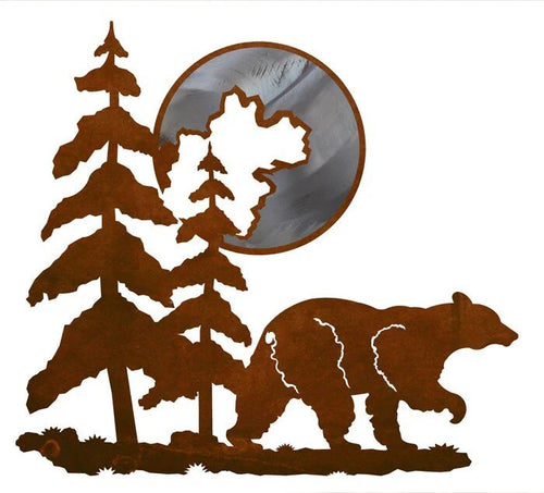 Bear & Moon 20" Wall Art - Burnished - Ozark Cabin Décor, LLC