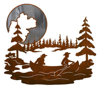 Canoers & Moon 20" Wall Art - Burnished - Ozark Cabin Décor, LLC