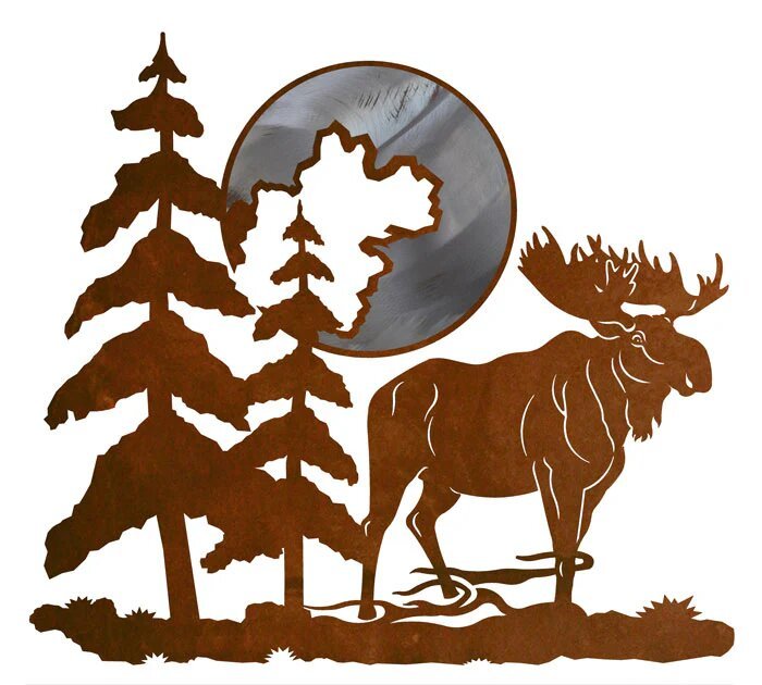 Moose & Moon 20" Wall Art - Burnished - Ozark Cabin Décor, LLC