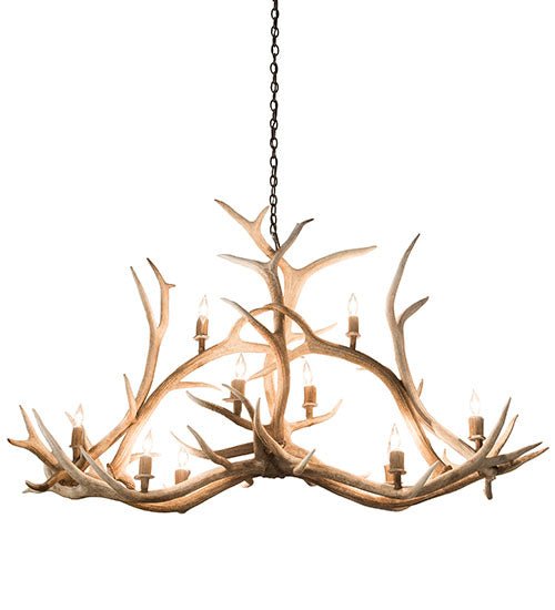 66.5" Long Antlers Elk 10 Light Oblong Chandelier - Ozark Cabin Décor, LLC