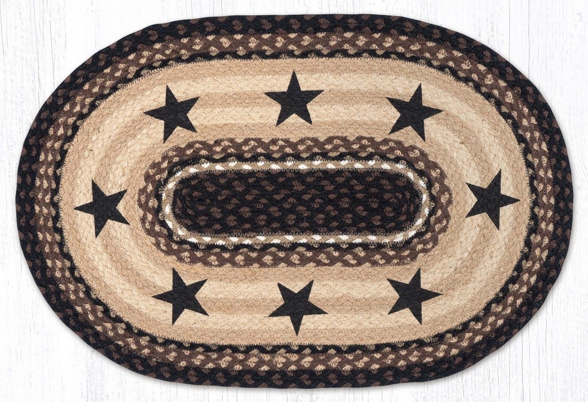 Black Stars Oval Braided Rug - Ozark Cabin Décor, LLC