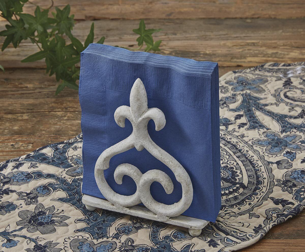 Fleur De Lis Napkin Holder - Cream - Ozark Cabin Décor, LLC