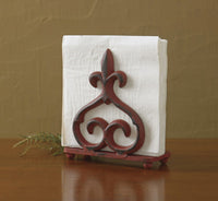 Fleur De Lis Napkin Holder - Red - Ozark Cabin Décor, LLC