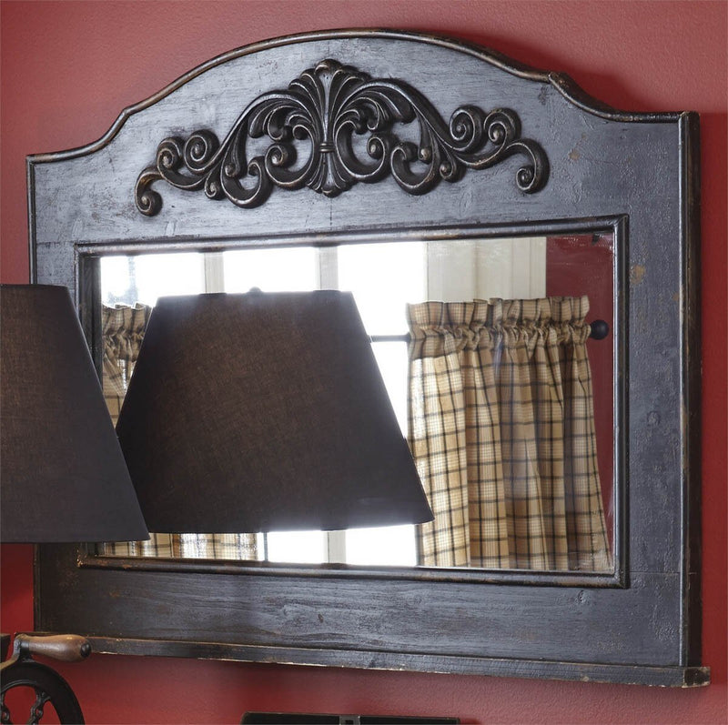 Mantle Top Mirror - Aged Black - Ozark Cabin Décor, LLC