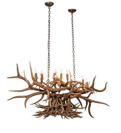 50" Long Antlers 10 Light Oblong Chandelier - Ozark Cabin Décor, LLC