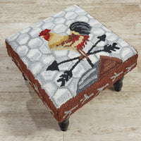 Break Of Day Rooster Hooked Stool - Ozark Cabin Décor, LLC