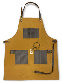 Waxed Canvas And Leather Grill Apron - Ozark Cabin Décor, LLC