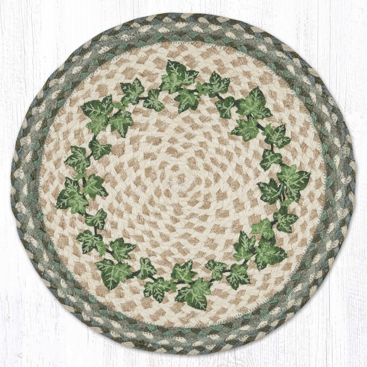 Ivy Border Round Jute Placemat - Ozark Cabin Décor, LLC