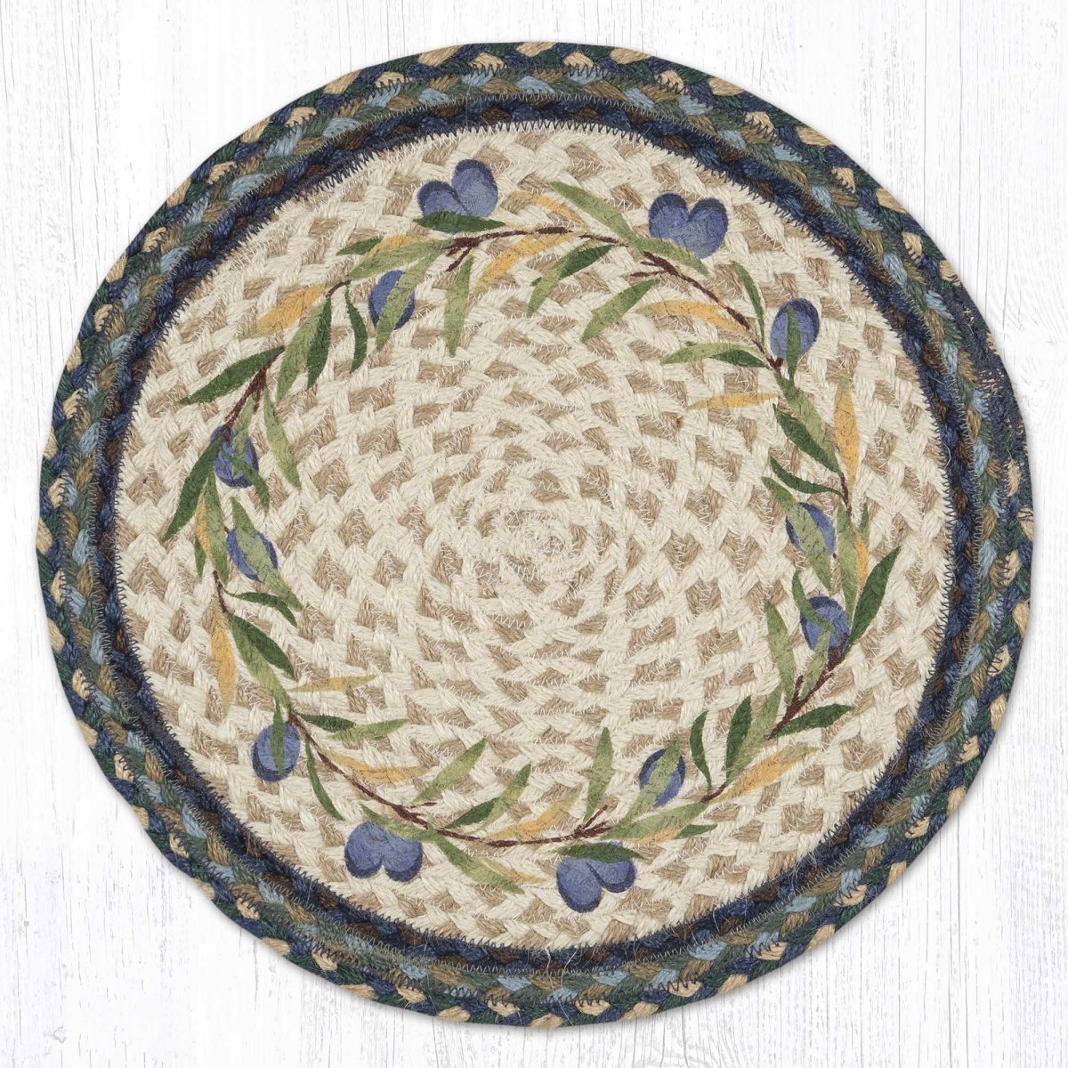 Olive Border Round Jute Placemat - Ozark Cabin Décor, LLC