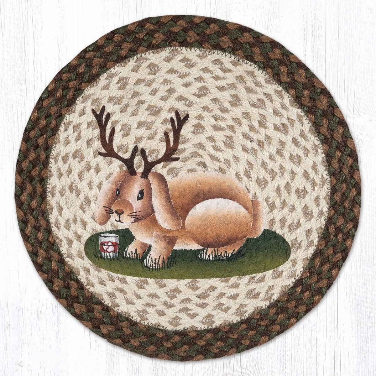 Jackalope Round Jute Placemat - Ozark Cabin Décor, LLC