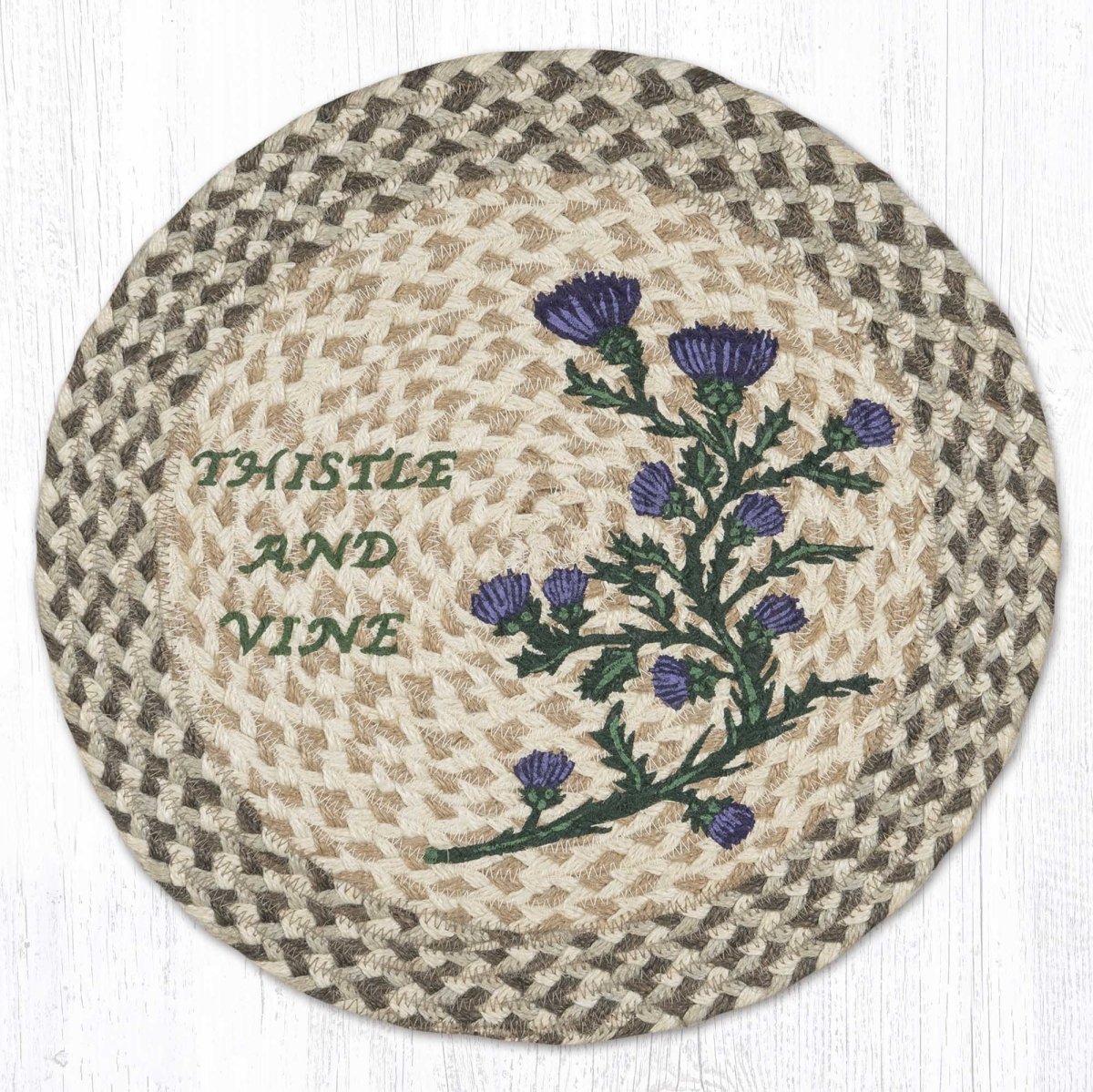 Thistle & Vine Round Jute Placemat - Ozark Cabin Décor, LLC