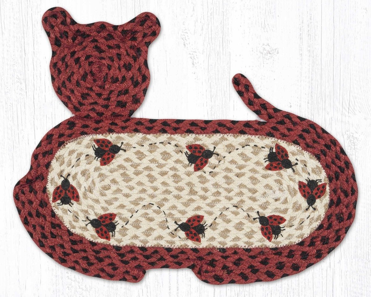 Ladybug Cat Rug Bowl Mat - Ozark Cabin Décor, LLC