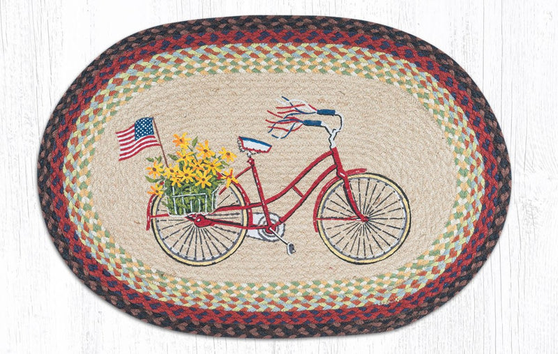 Bicycle w/Flag Braided Rug - Ozark Cabin Décor, LLC