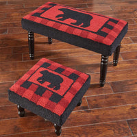 Buffalo Check Bear Hooked Bench - Ozark Cabin Décor, LLC