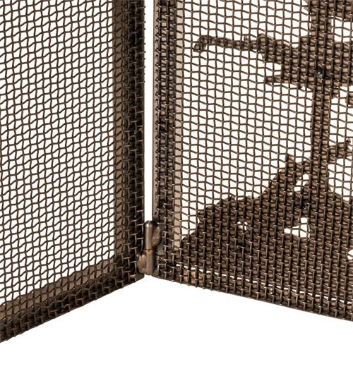 Woodland Bear Metal Mesh store 3 Panel Fireplace Screen Lodge Cabin Home Decoration