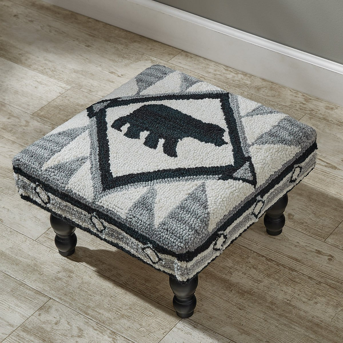 Tribal Bear Hooked Stool - Ozark Cabin Décor, LLC