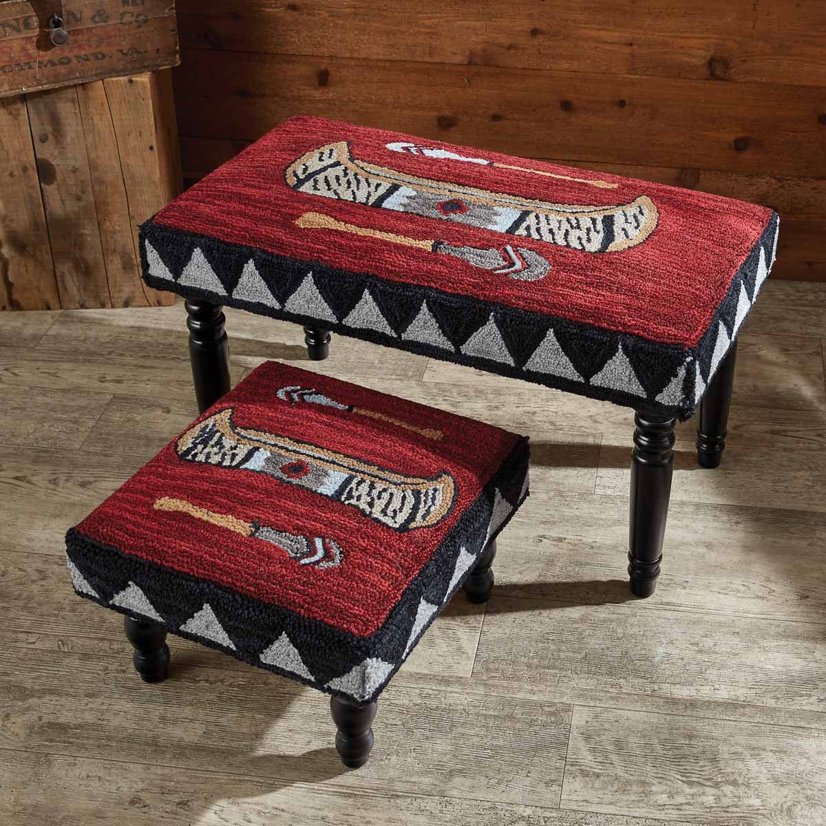 Wilderness Canoe Hooked Stool - Ozark Cabin Décor, LLC