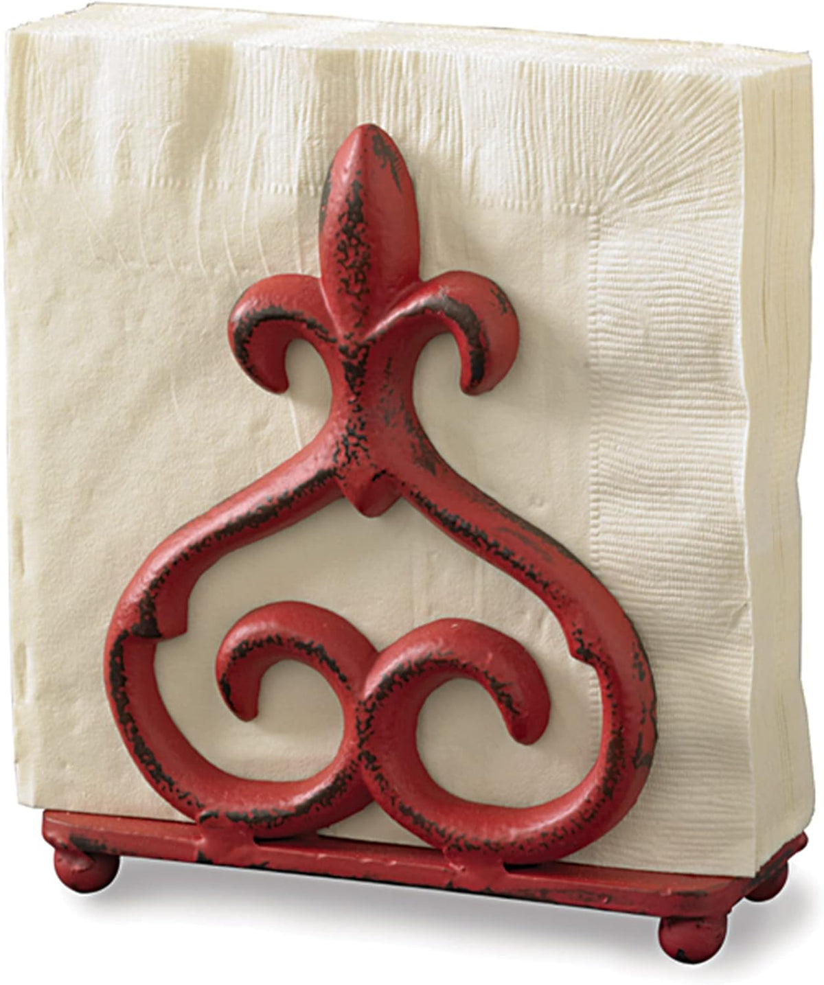 Fleur De Lis Napkin Holder - Red - Ozark Cabin Décor, LLC