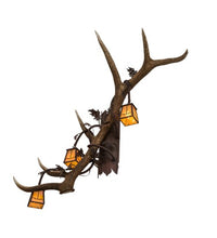 46" Wide Antlers Elk 3 Light Wall Sconce - Ozark Cabin Décor, LLC