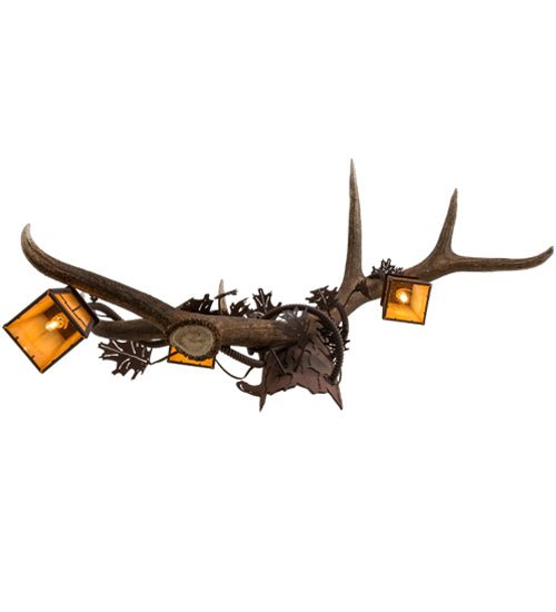 46" Wide Antlers Elk 3 Light Wall Sconce - Ozark Cabin Décor, LLC