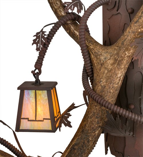 46" Wide Antlers Elk 3 Light Wall Sconce - Ozark Cabin Décor, LLC