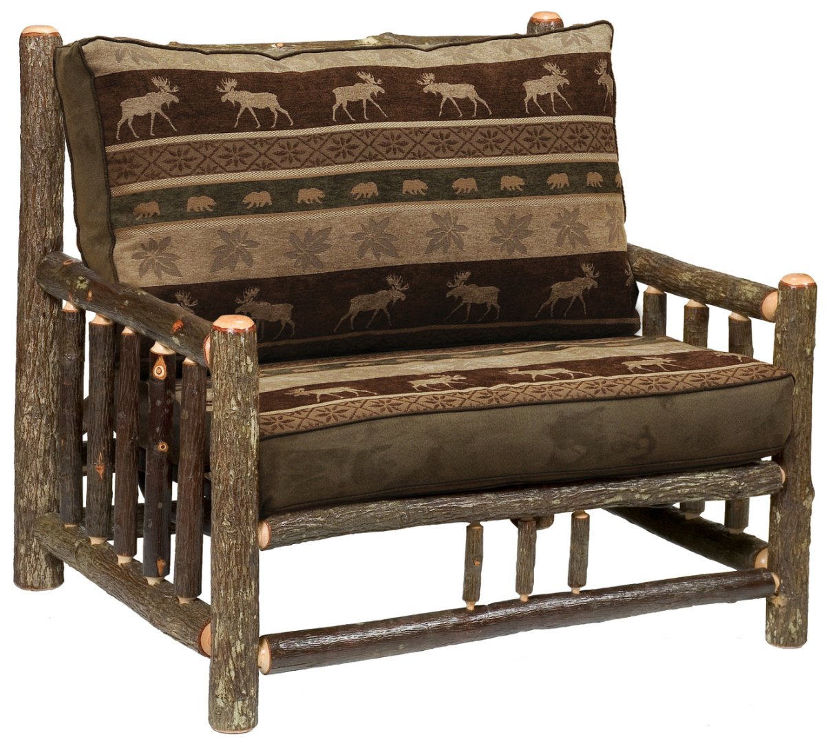 Hickory Log Chair - and - a - Half - Ozark Cabin Décor, LLC